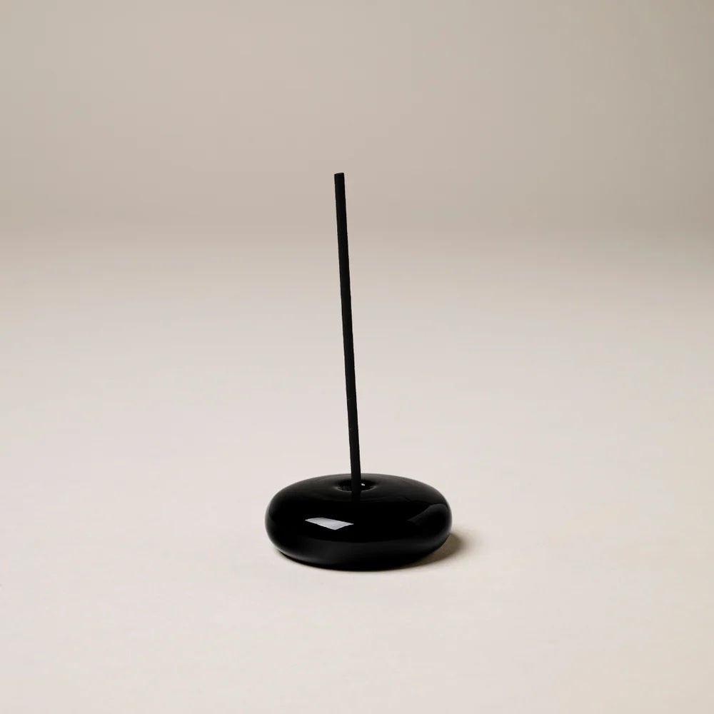 Glass Vessel Incense Holder / Black