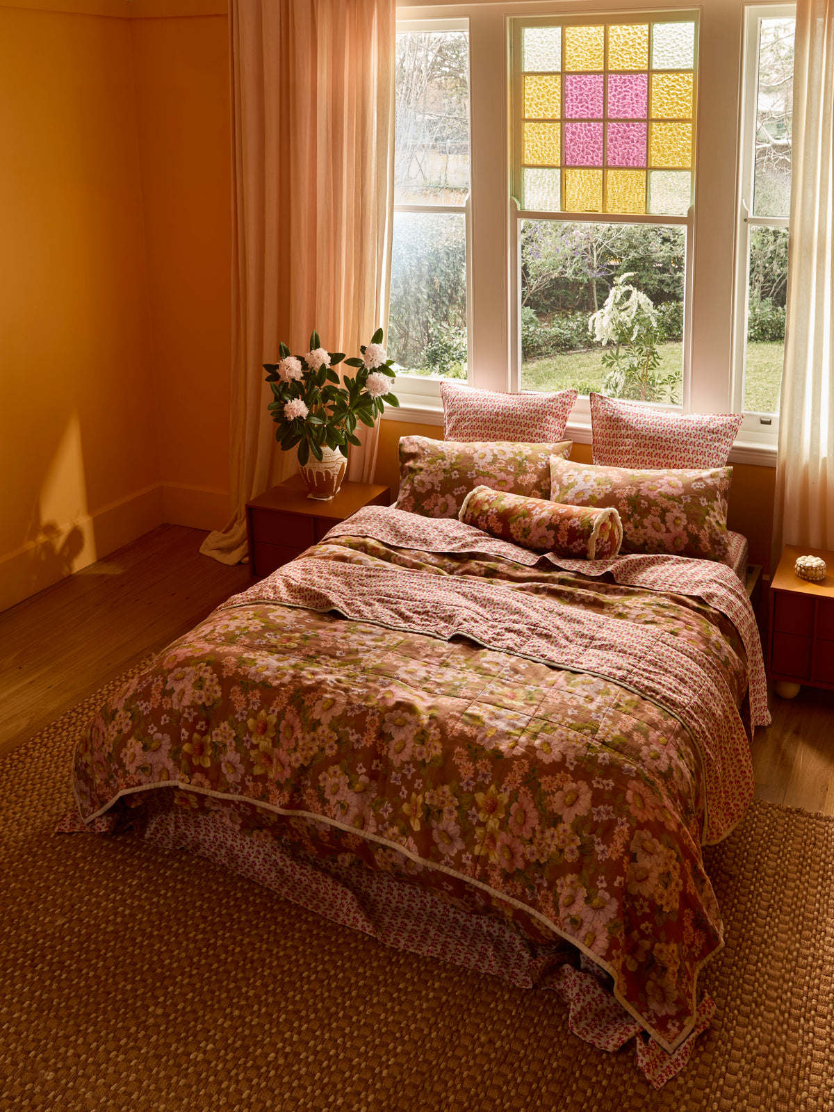 Buttercup Rust / Petit Madeline Pink Quilted Throw