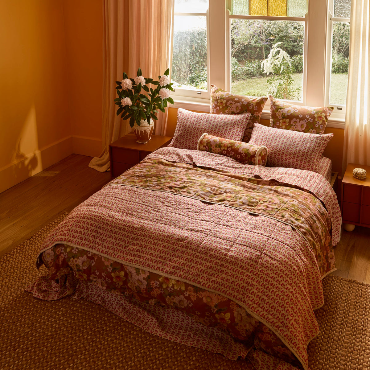 Buttercup Rust / Petit Madeline Pink Quilted Throw