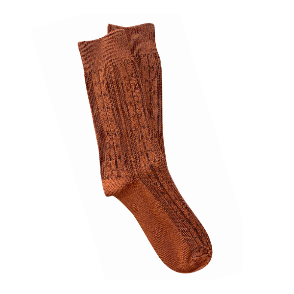 Cable Merino Wool Socks / Paprika