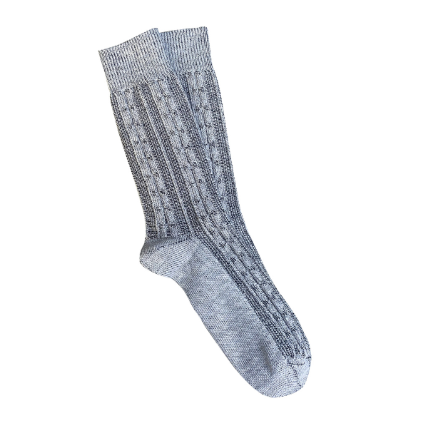 Cable Merino Wool Socks / Silver