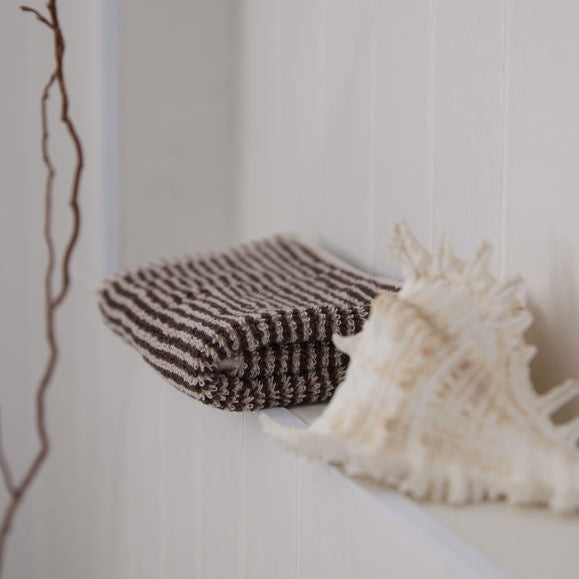 Stripe Cotton Hand Towel / Cocoa