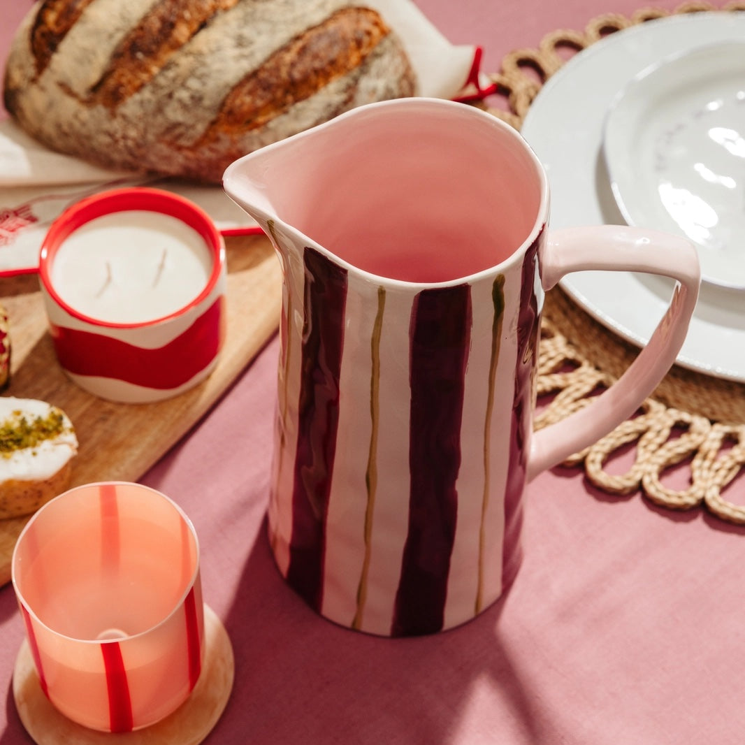 Stripe Jug / Pink Burgundy