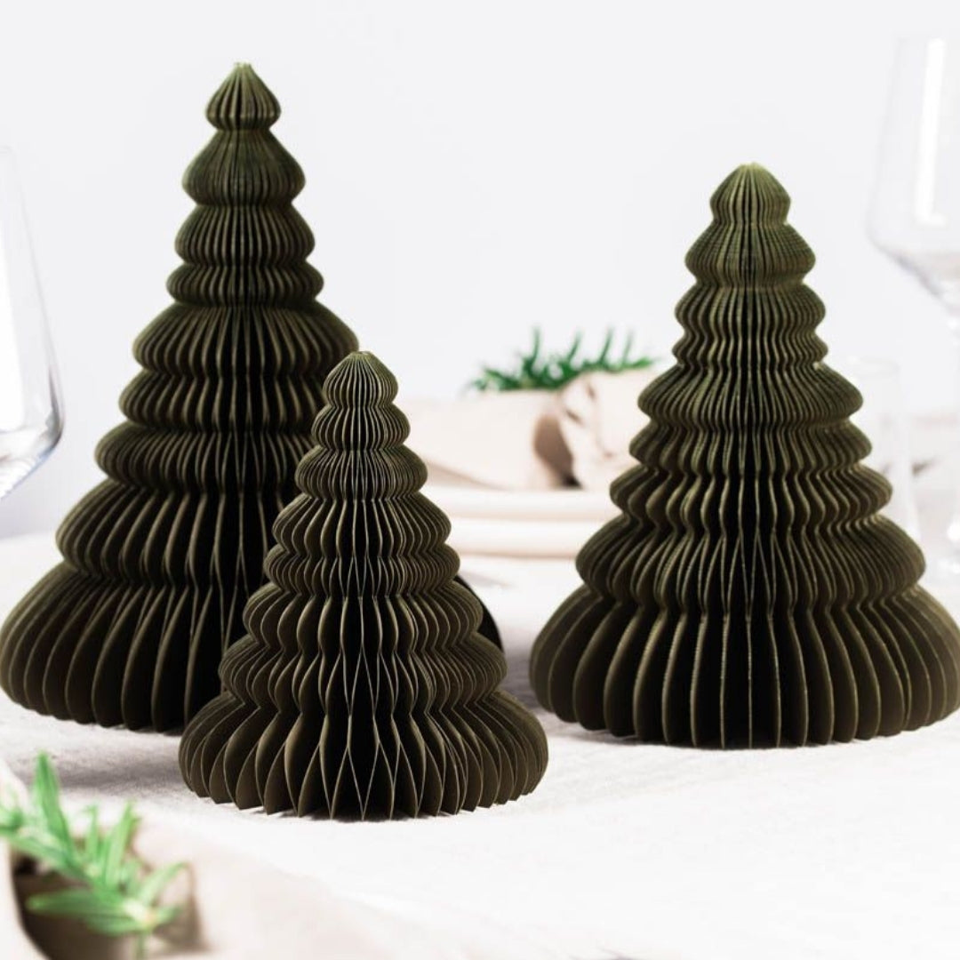 Standing Tree with Glitter 15cm / Olive Green