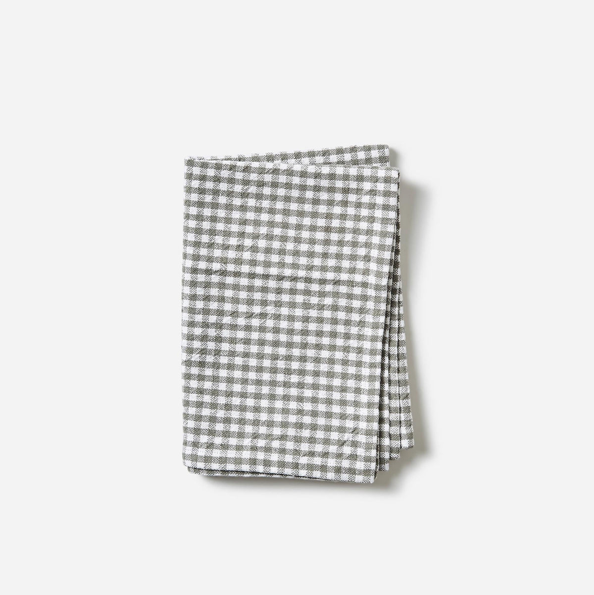 Gingham Washed Cotton Tea Towel / Grey