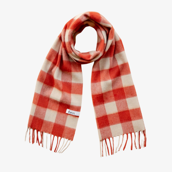 Lambswool Scarf / Orange Gingham