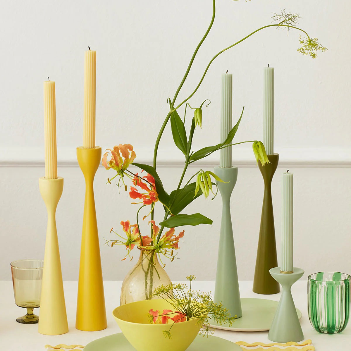 Lemon Sherbet Table Candles / Pack of 2