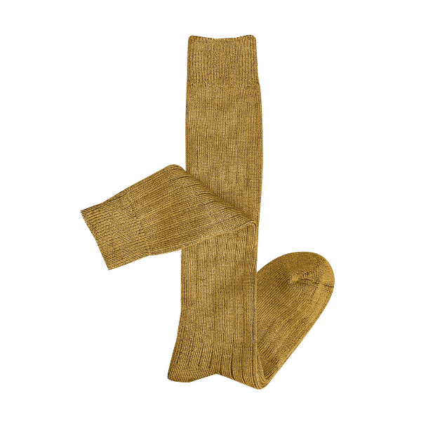 Long Rib Wool Socks / Mustard