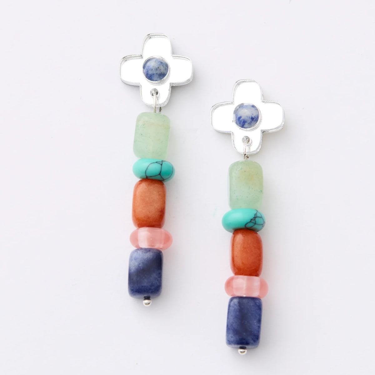 Madeline Beaded Earrings / Silver