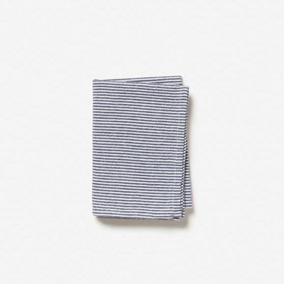 Stripe Washed Cotton Tea Towel / Navy