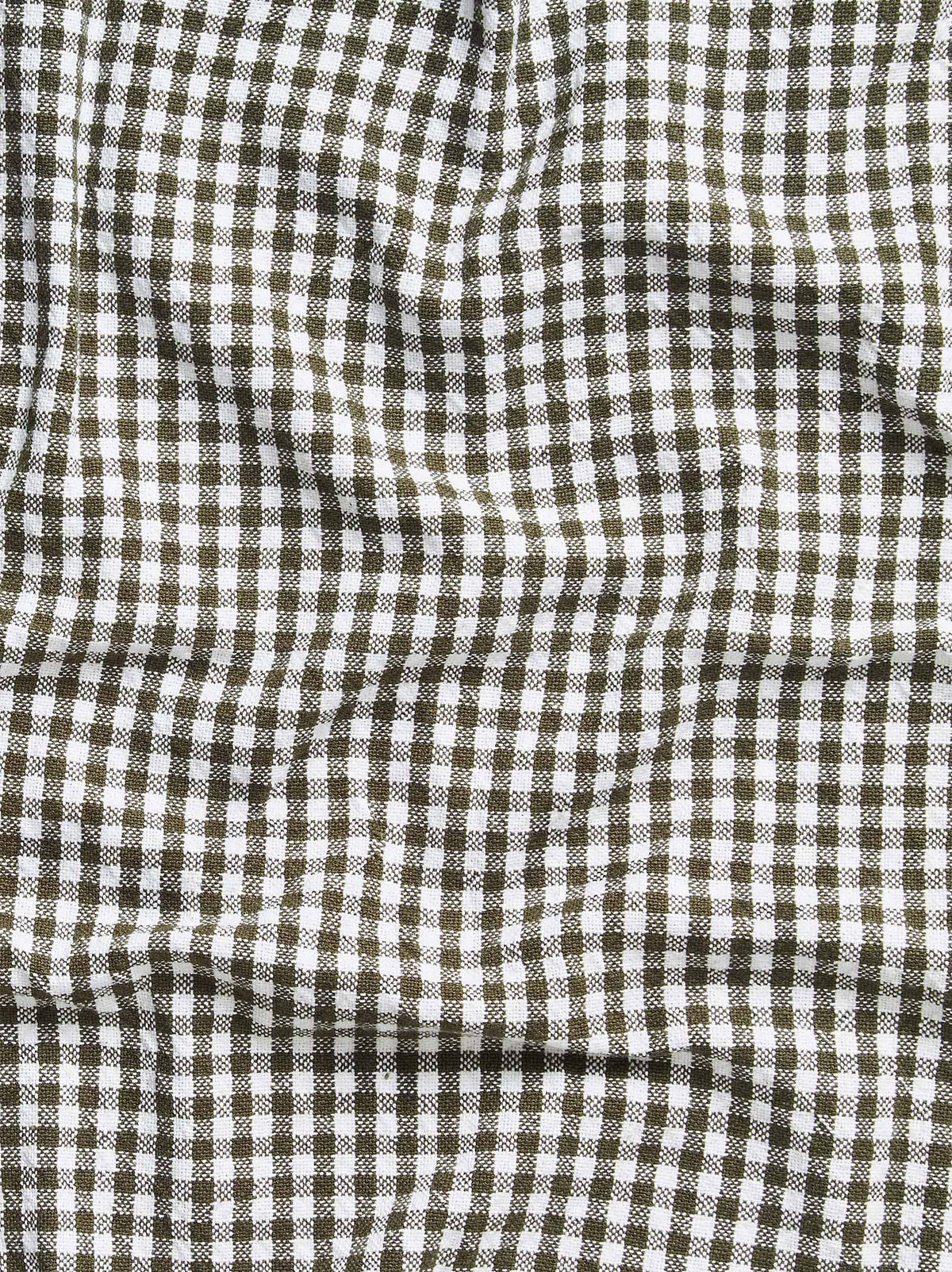 Gingham Washed Cotton Tea Towel / Olive
