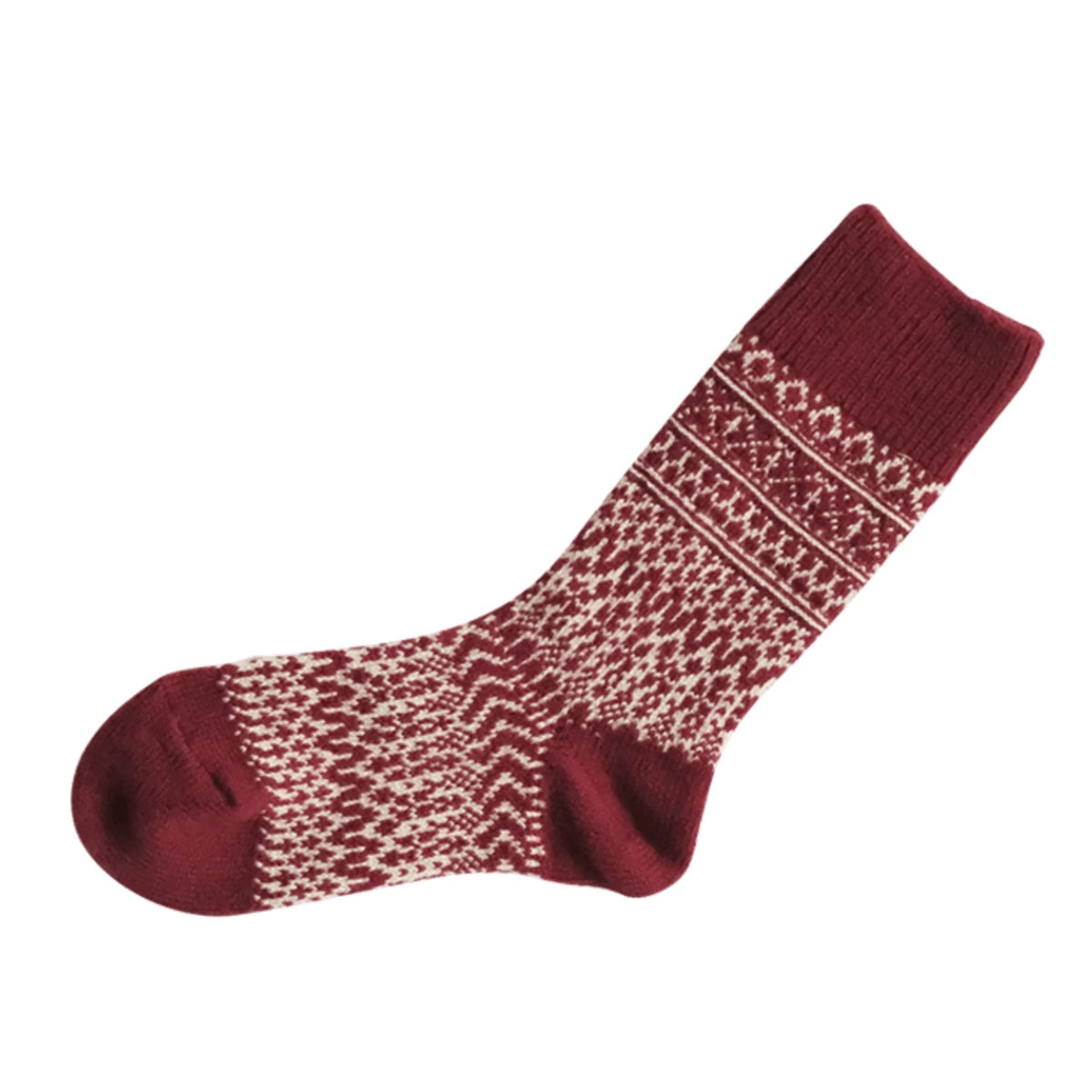 Oslo Wool Jacquard Socks / Wine