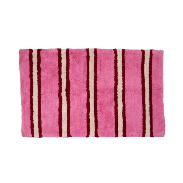 Raspberry Stripe Bath Mat