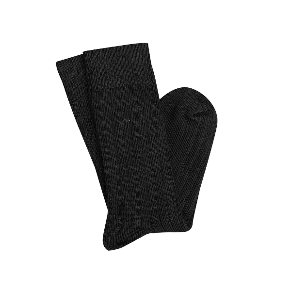 Short Rib Merino Wool Socks / Black