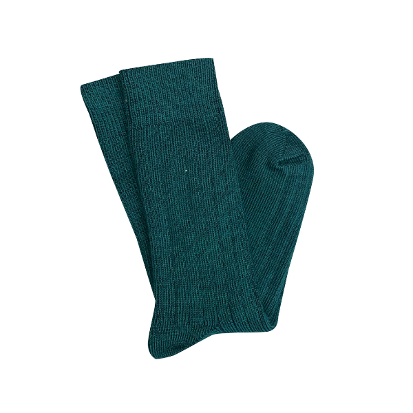 Short Rib Merino Wool Socks / Green
