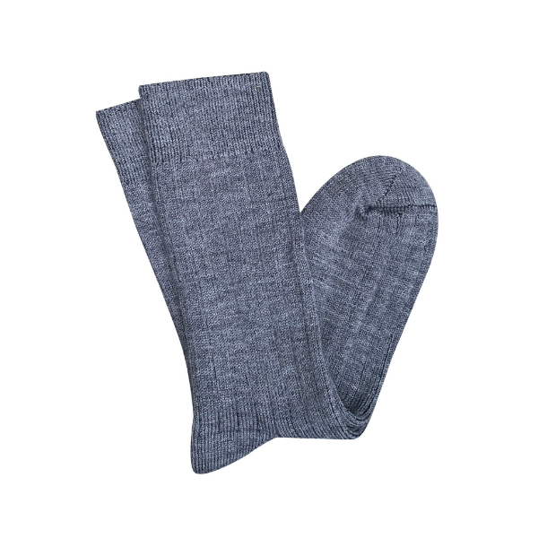 Short Rib Merino Wool Socks / Grey