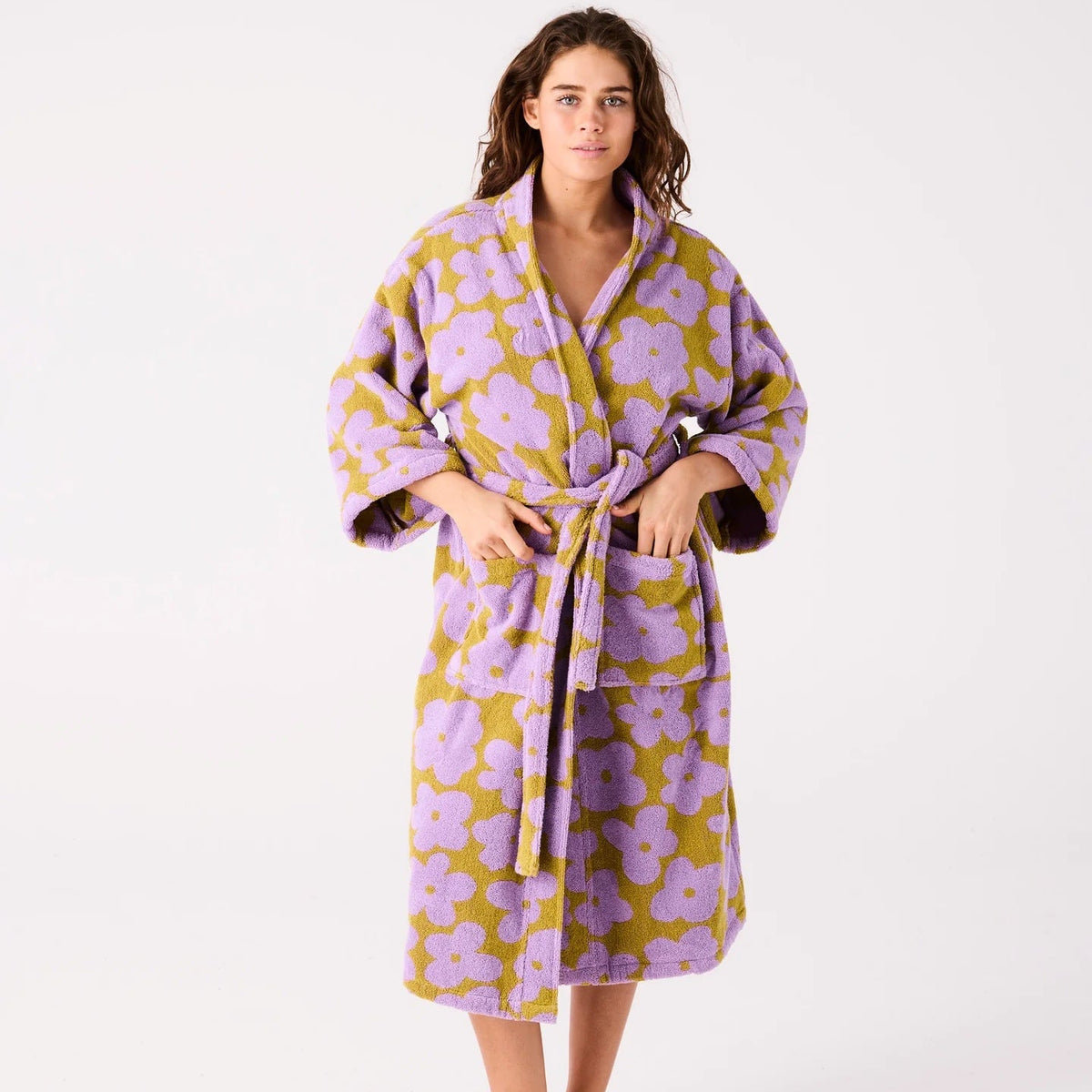 Big Flower Terry Bath Robe