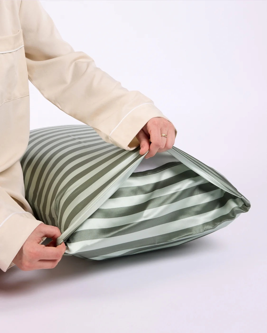 Silk Pillowcase / Wasabi Stripes