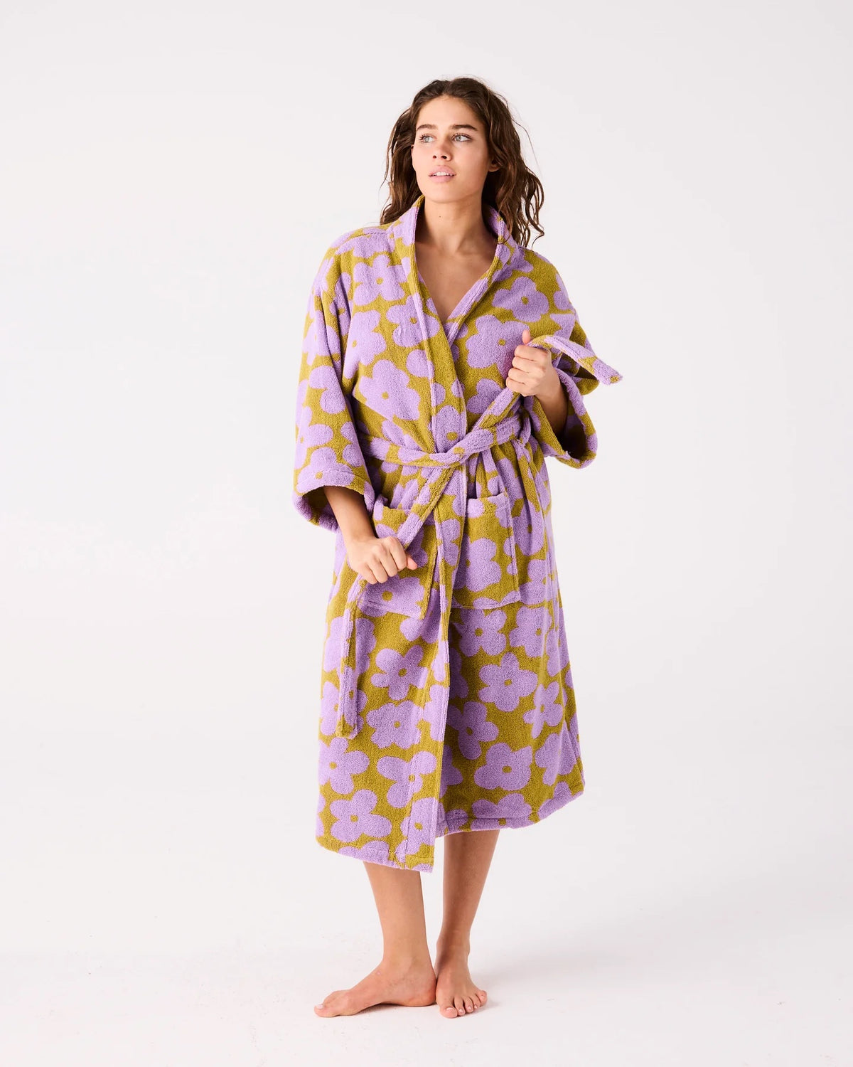 Big Flower Terry Bath Robe