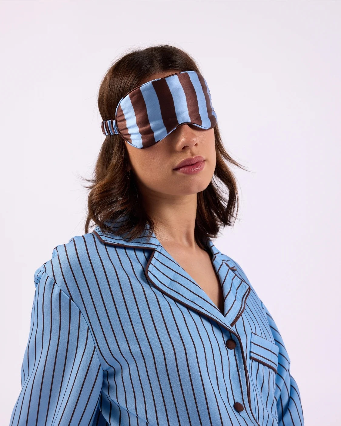 Silk Eye Mask / Iced Chocolate Stripes
