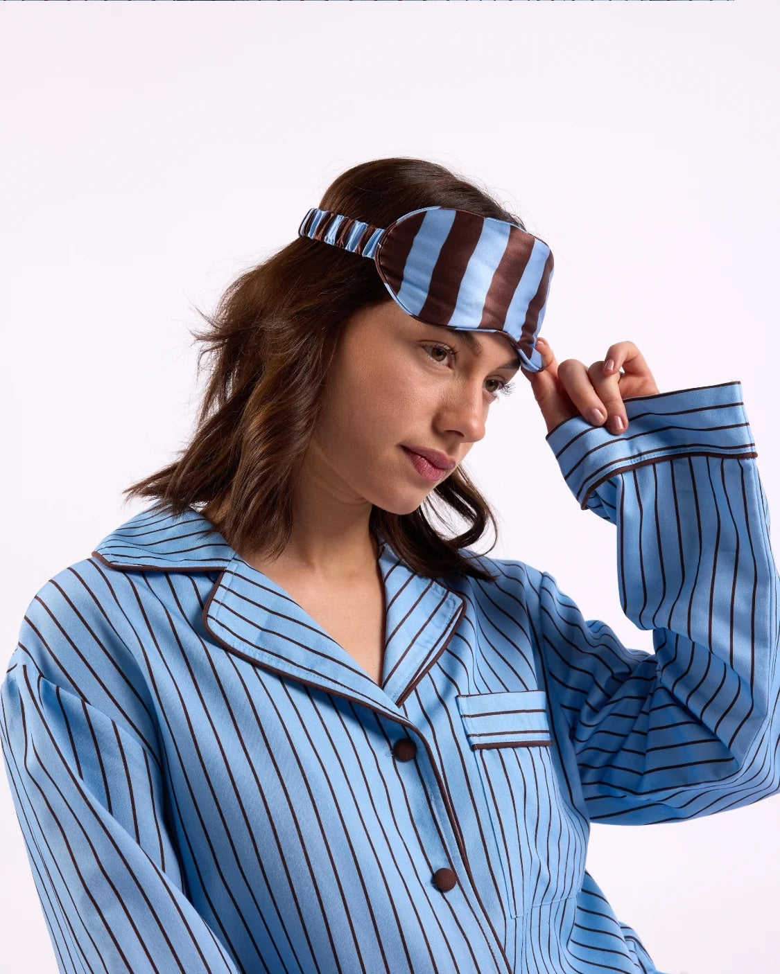 Silk Eye Mask / Iced Chocolate Stripes