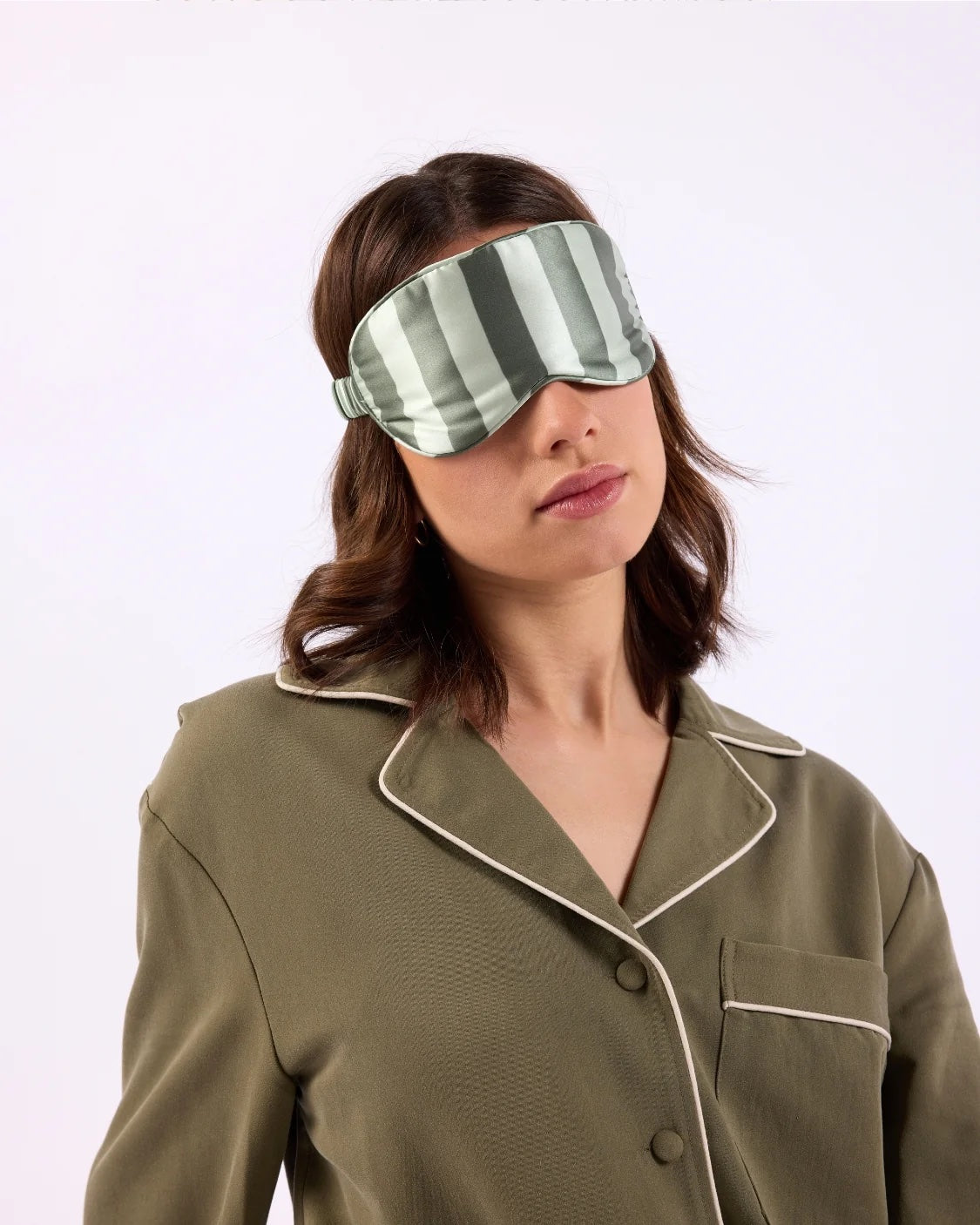 Silk Eye Mask / Wasabi Stripes