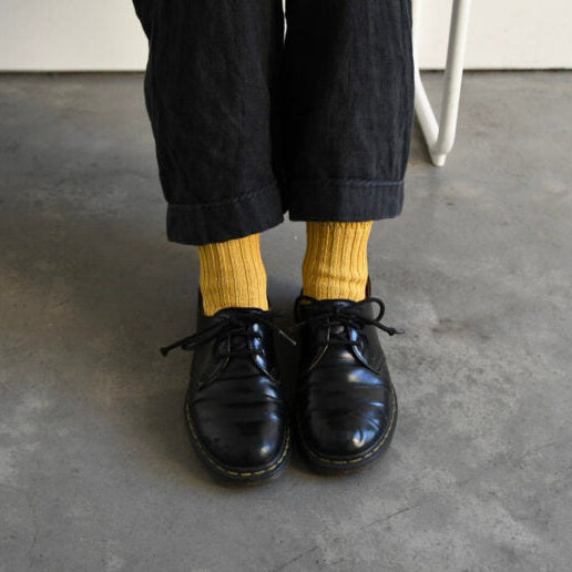 Praha Linen Ribbed Sock / Yellow