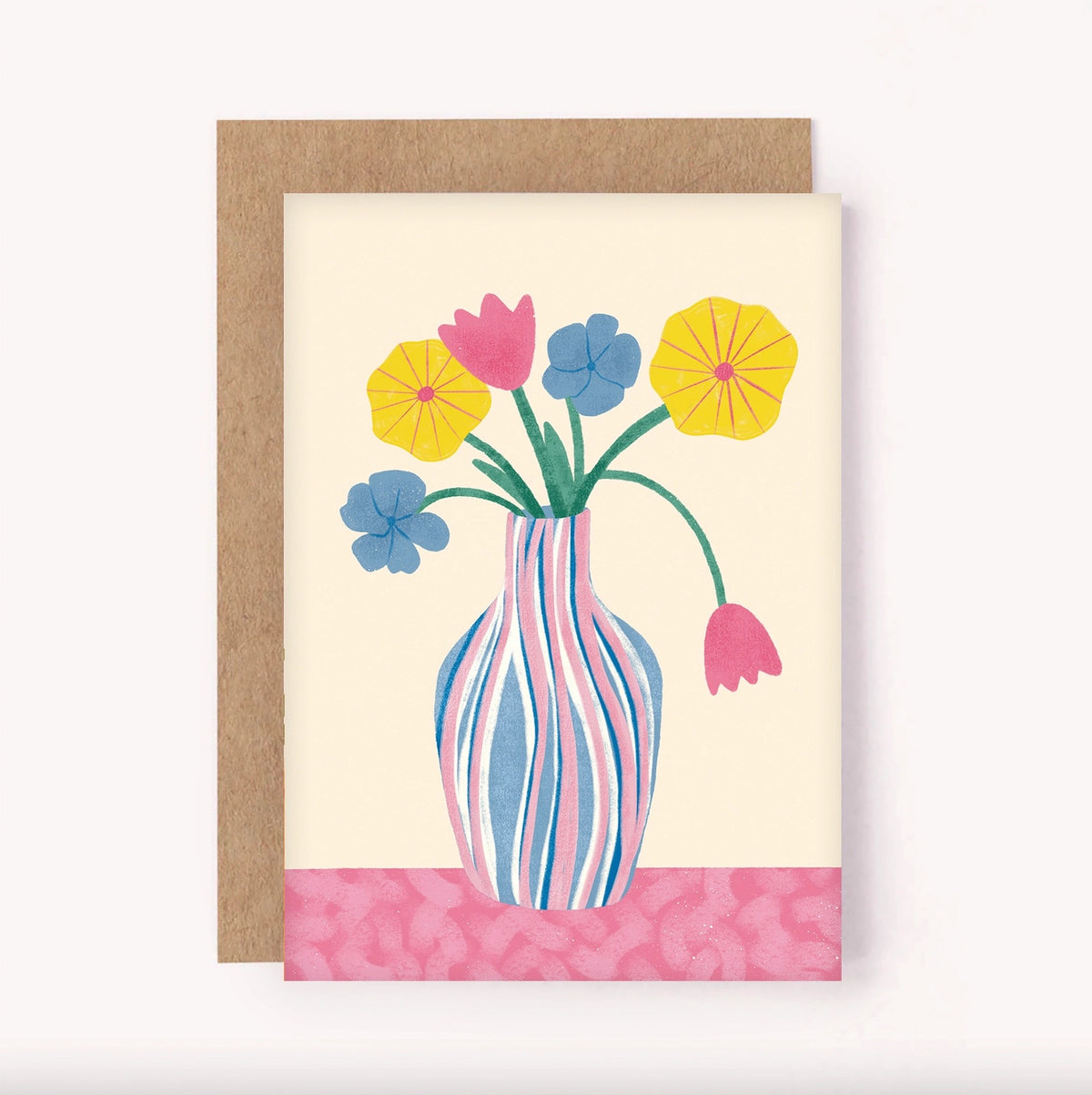 Flowers Pastel Vase Greeting Card