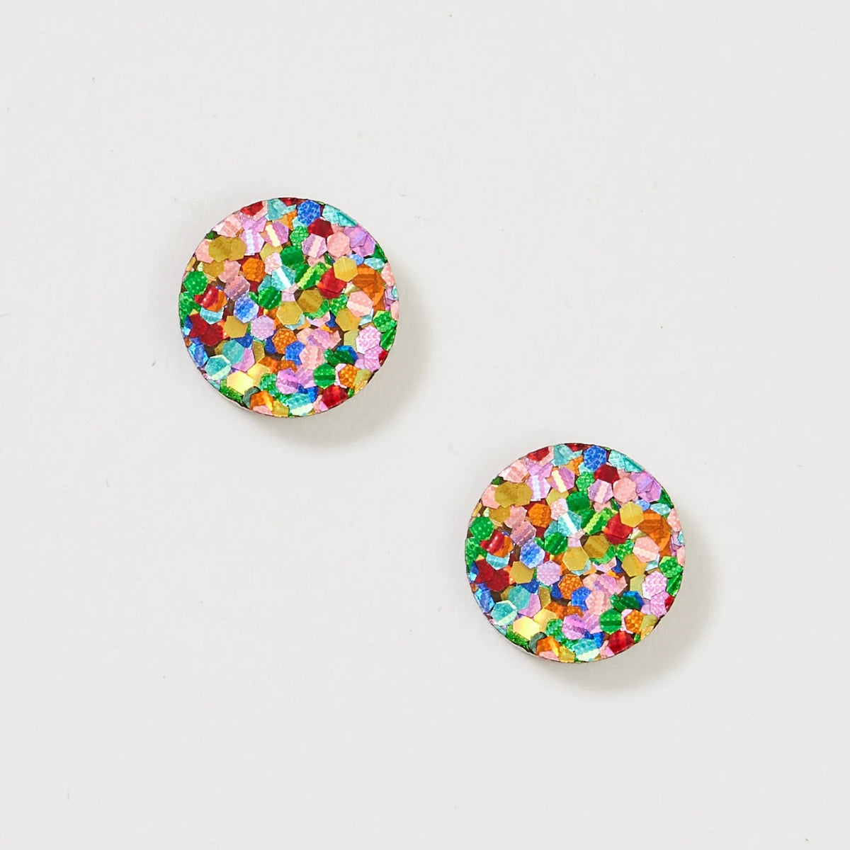 Mini Circle Stud Earrings / Rainbow