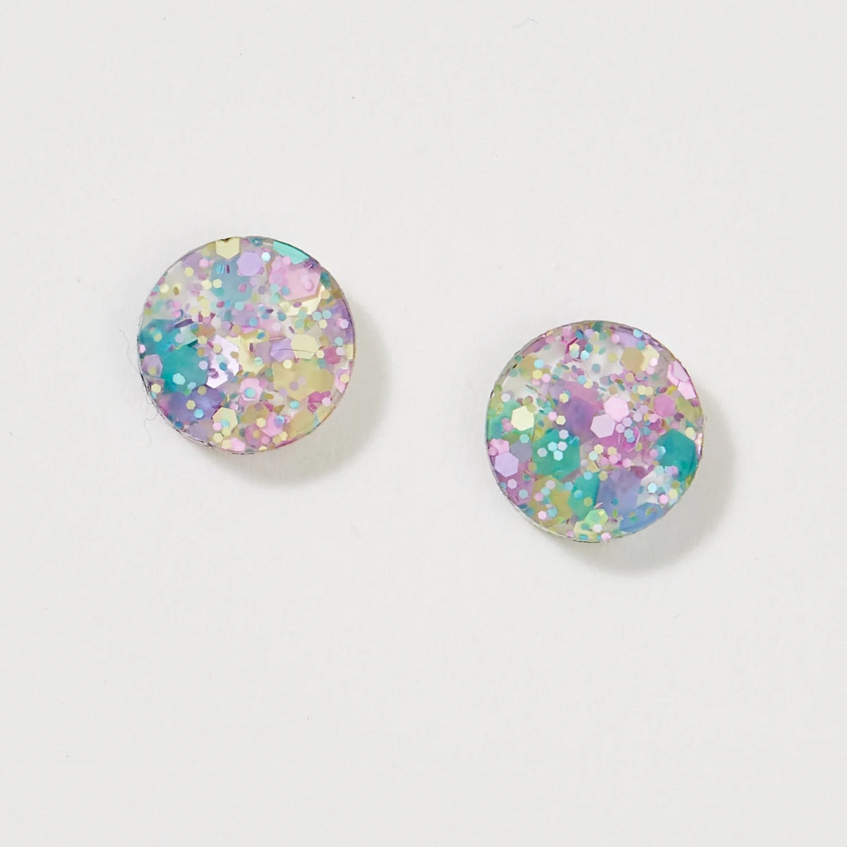 Mini Circle Stud Earrings / Blue Mermaid