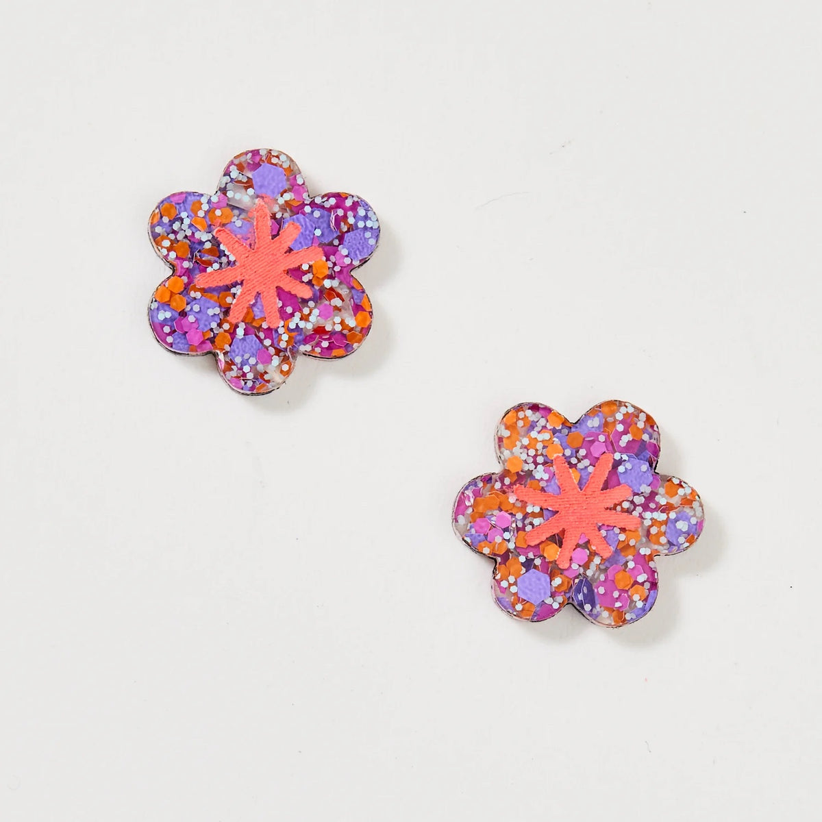 Aster Stud Earrings / Purple Orange