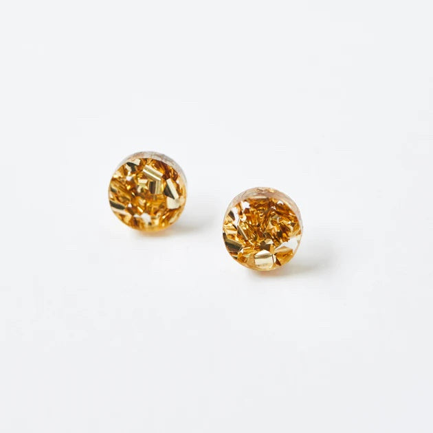 Mini Circle Stud Earrings / Gold Dust