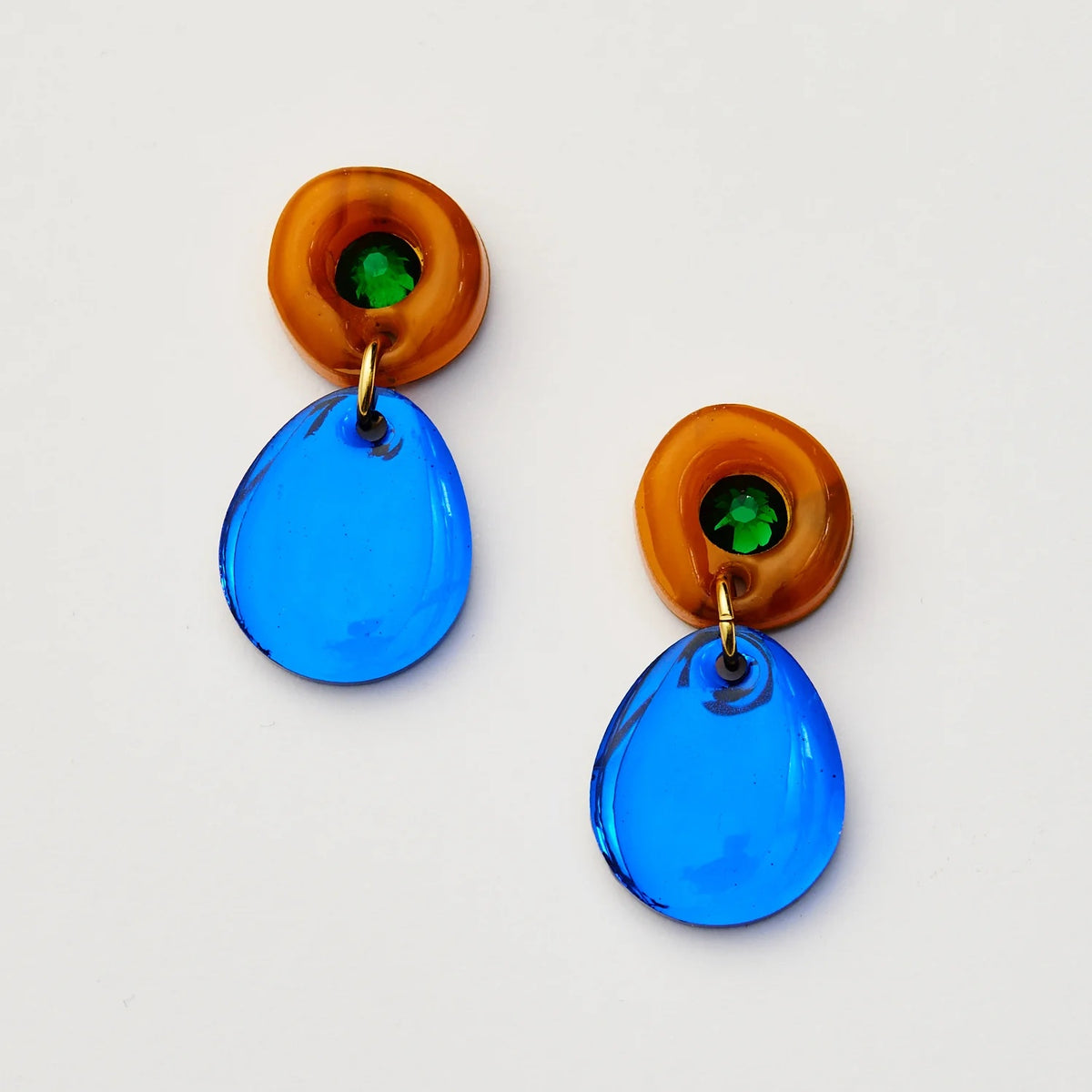 Jam Gem Earrings / Brown Cobalt