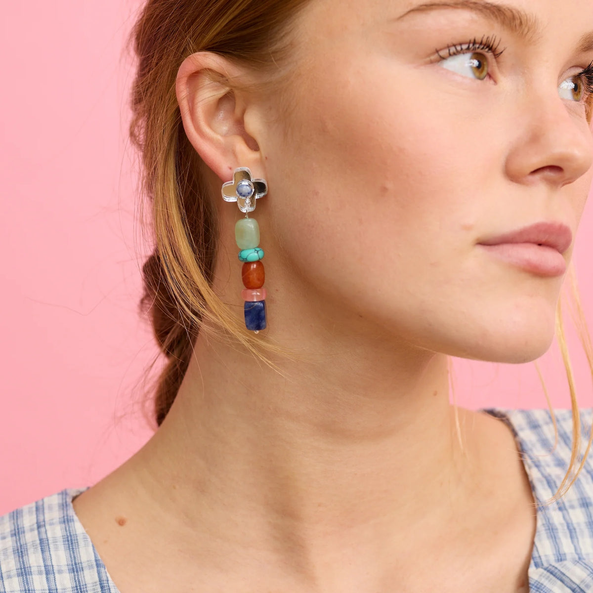 Madeline Beaded Earrings / Silver