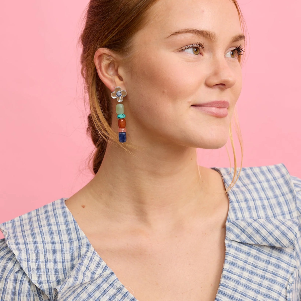 Madeline Beaded Earrings / Silver