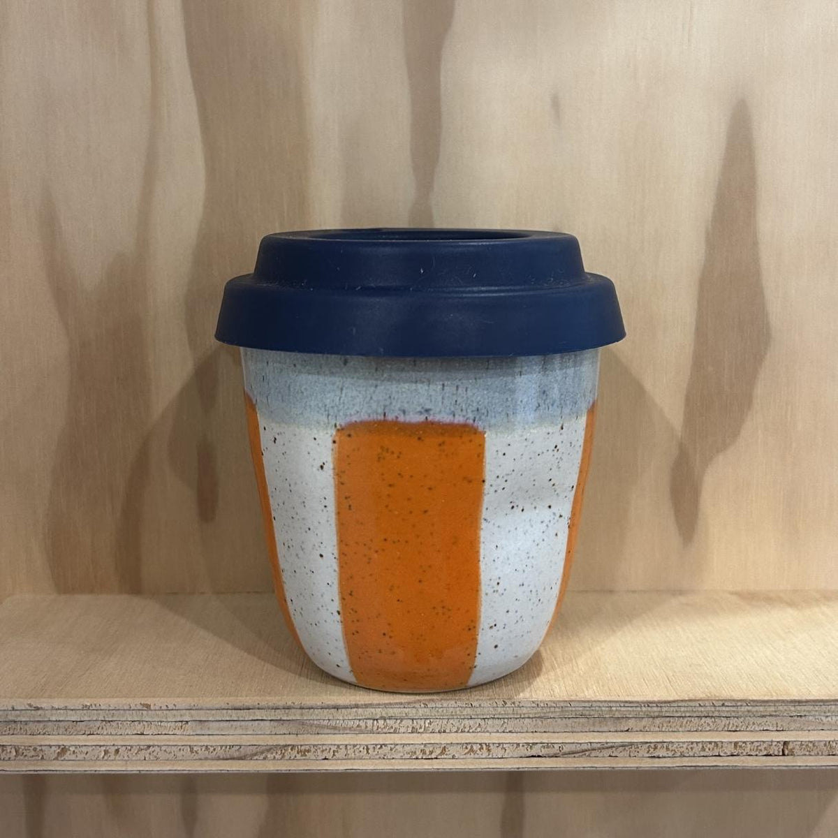 Travel Cup / Stripe Orange Light Blue