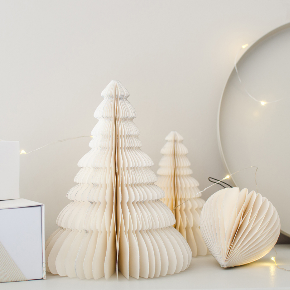 Standing Tree with Glitter 24cm / Off White
