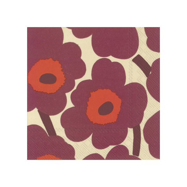 Marimekko Napkins / Unikko Cream Bordeaux
