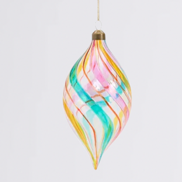 Vintage Rose Glass Bauble / Spiral