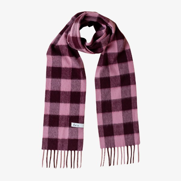 Lambswool Skinny Scarf / Berry Gingham