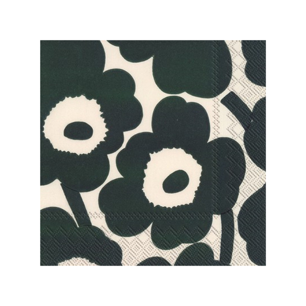 Marimekko Napkins / Unikko Cream Dark Green