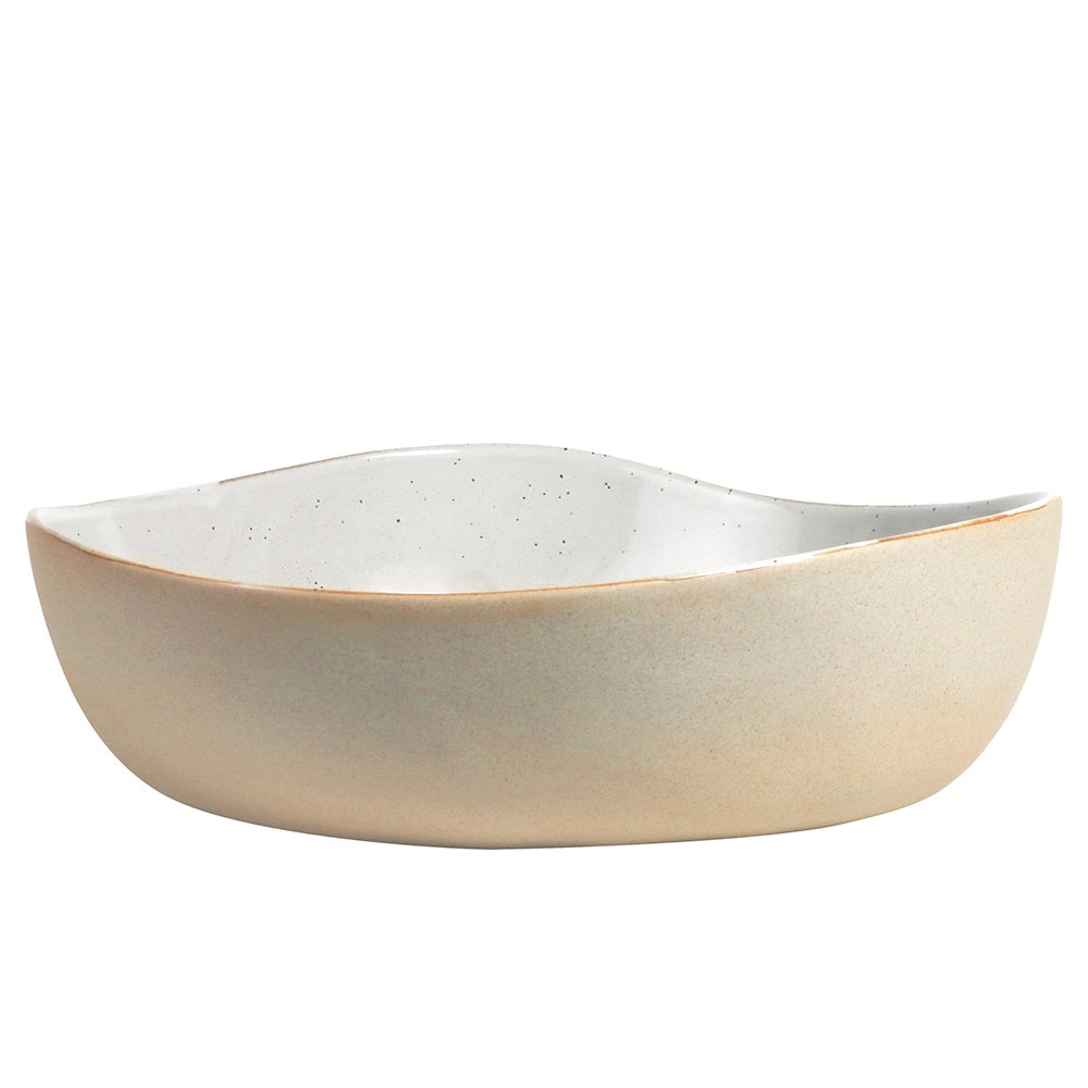 White Speckle Serving Bowl