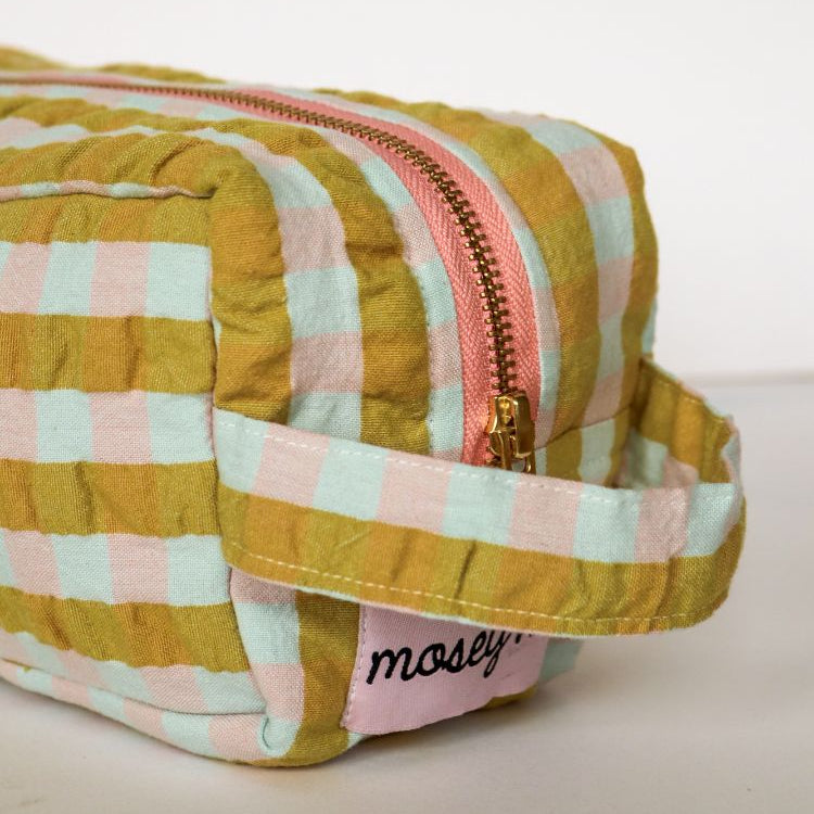 Pink Quartz Seersucker Dopp Kit