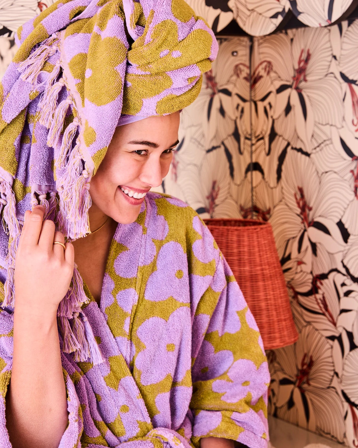 Big Flower Terry Bath Robe