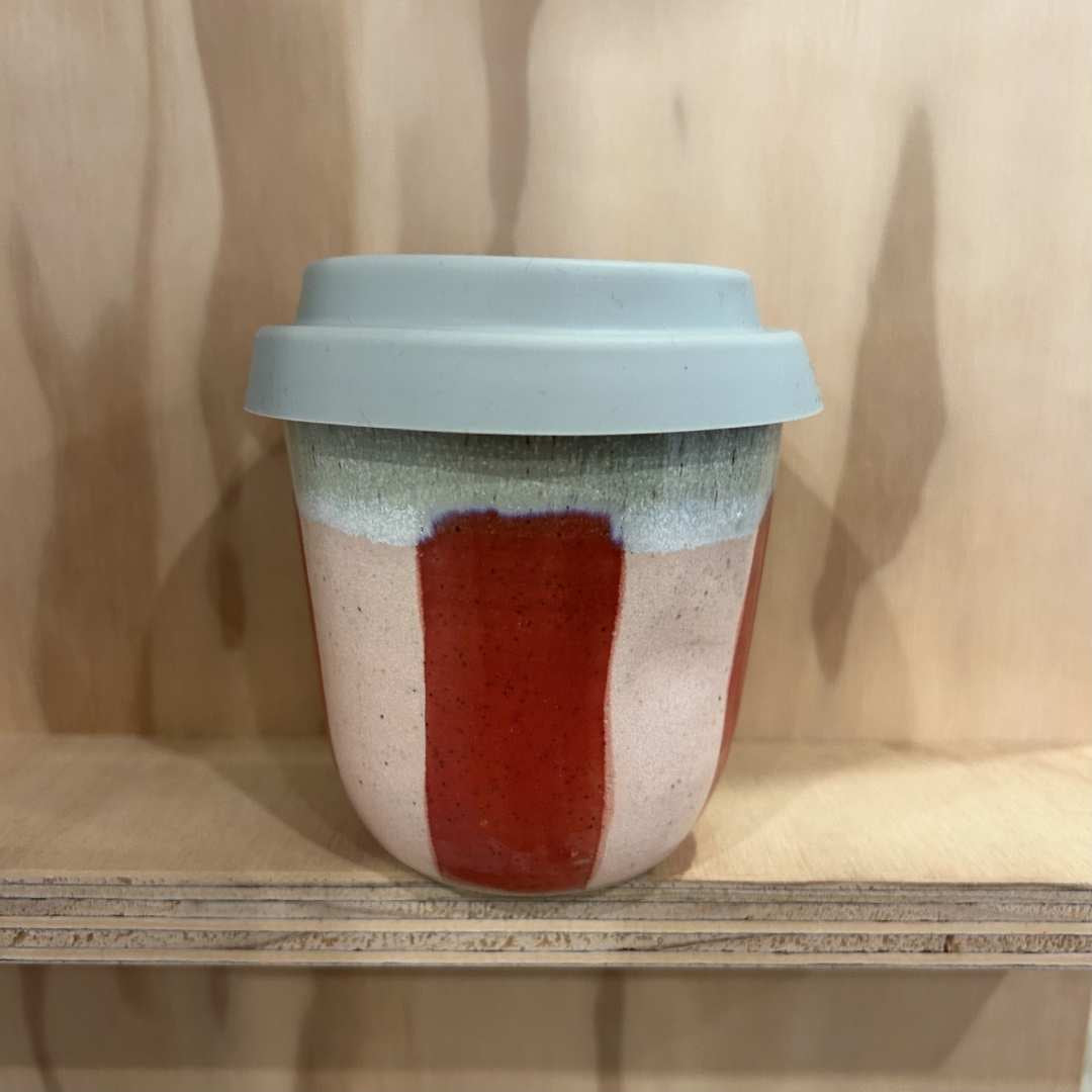 Travel Cup / Stripe Red Pink Green