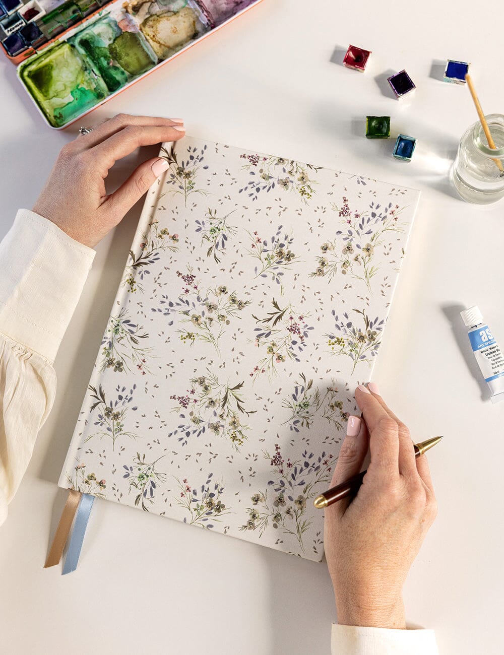 Linen Bound Art Journal / Waxflower