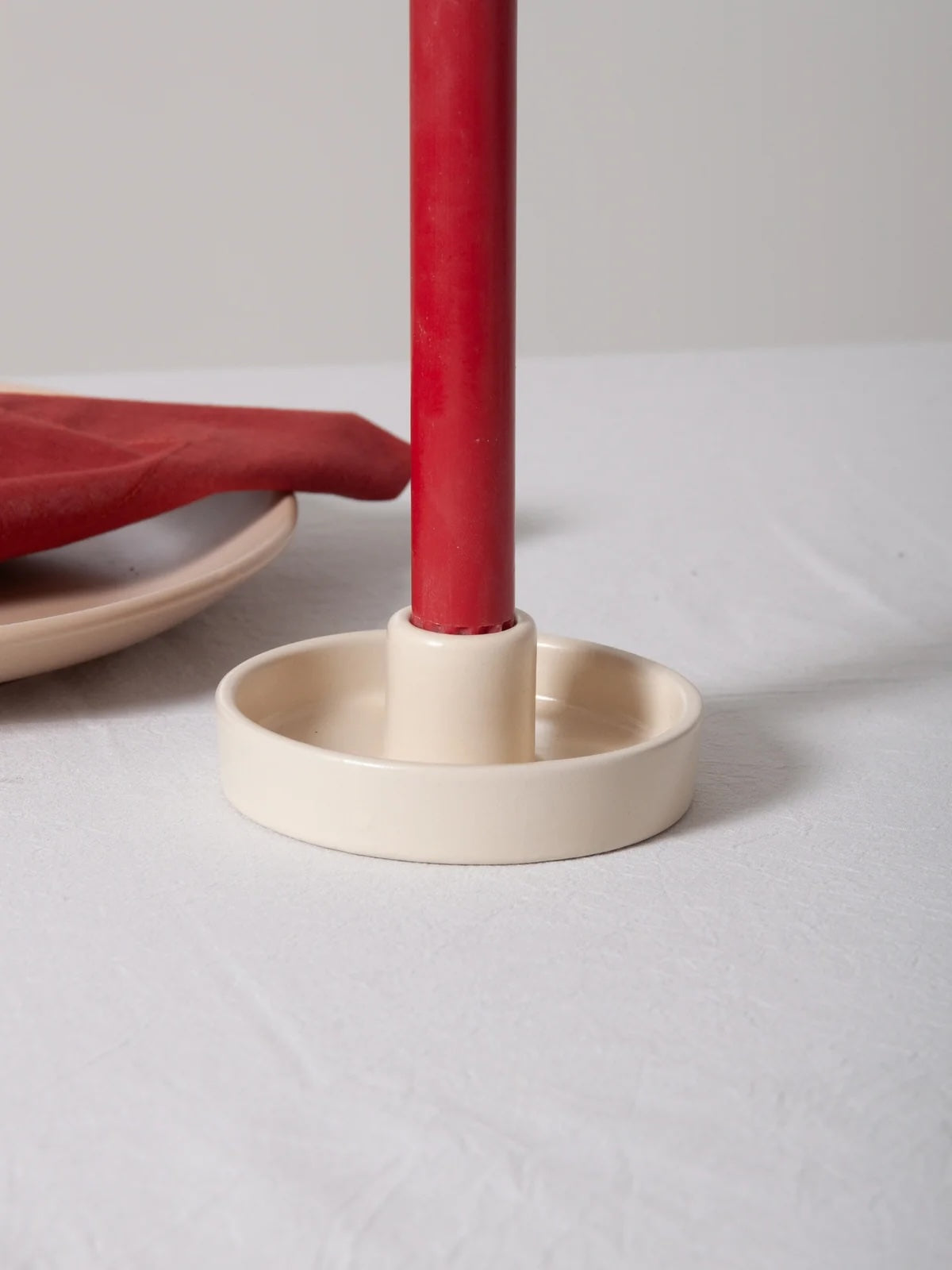 Amara Ceramic Candle Holder / Alabaster