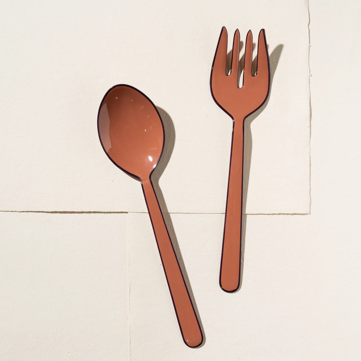 Alder Enamel Salad Servers / Pepperberry