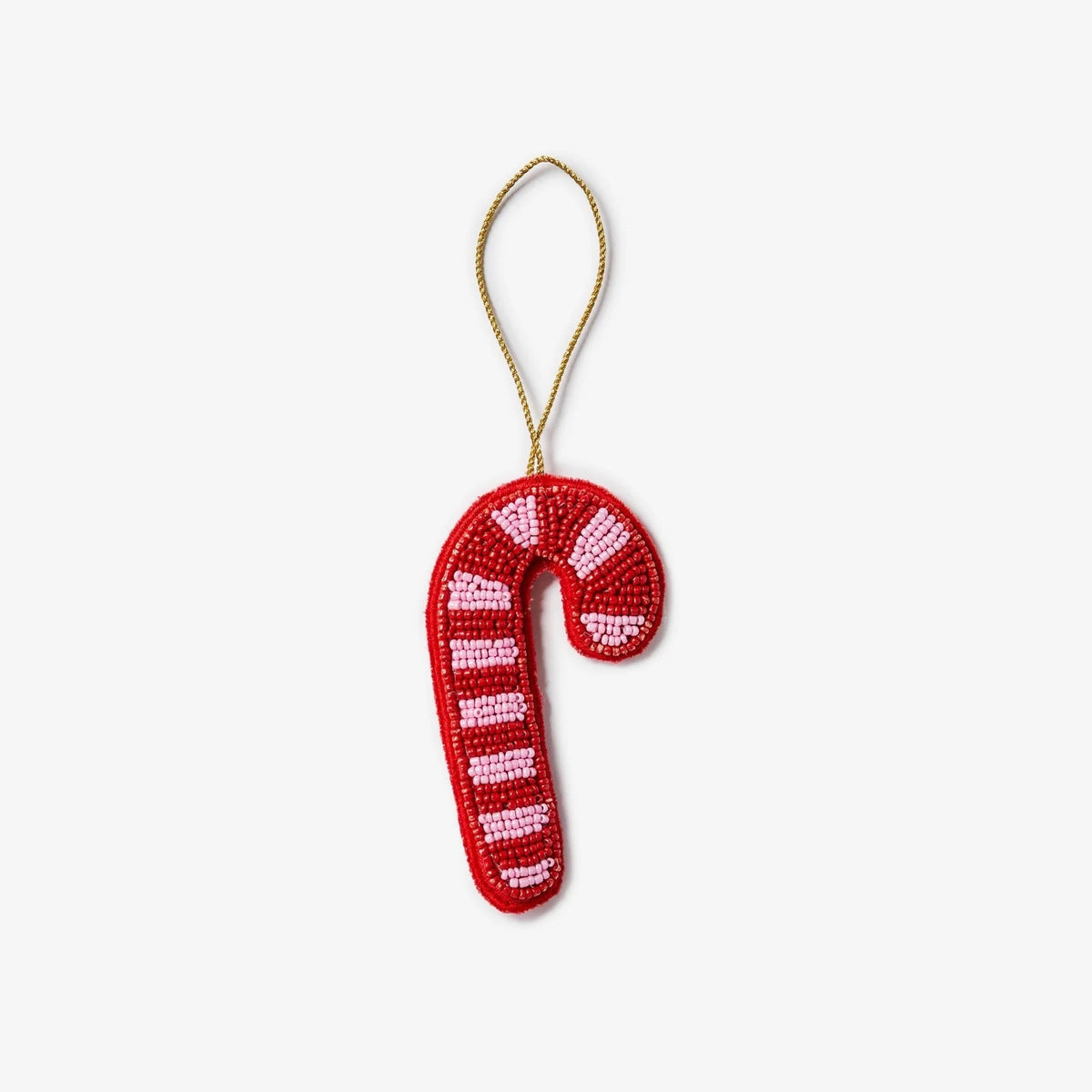 Beaded Candy Cane Christmas Decoration / Pink