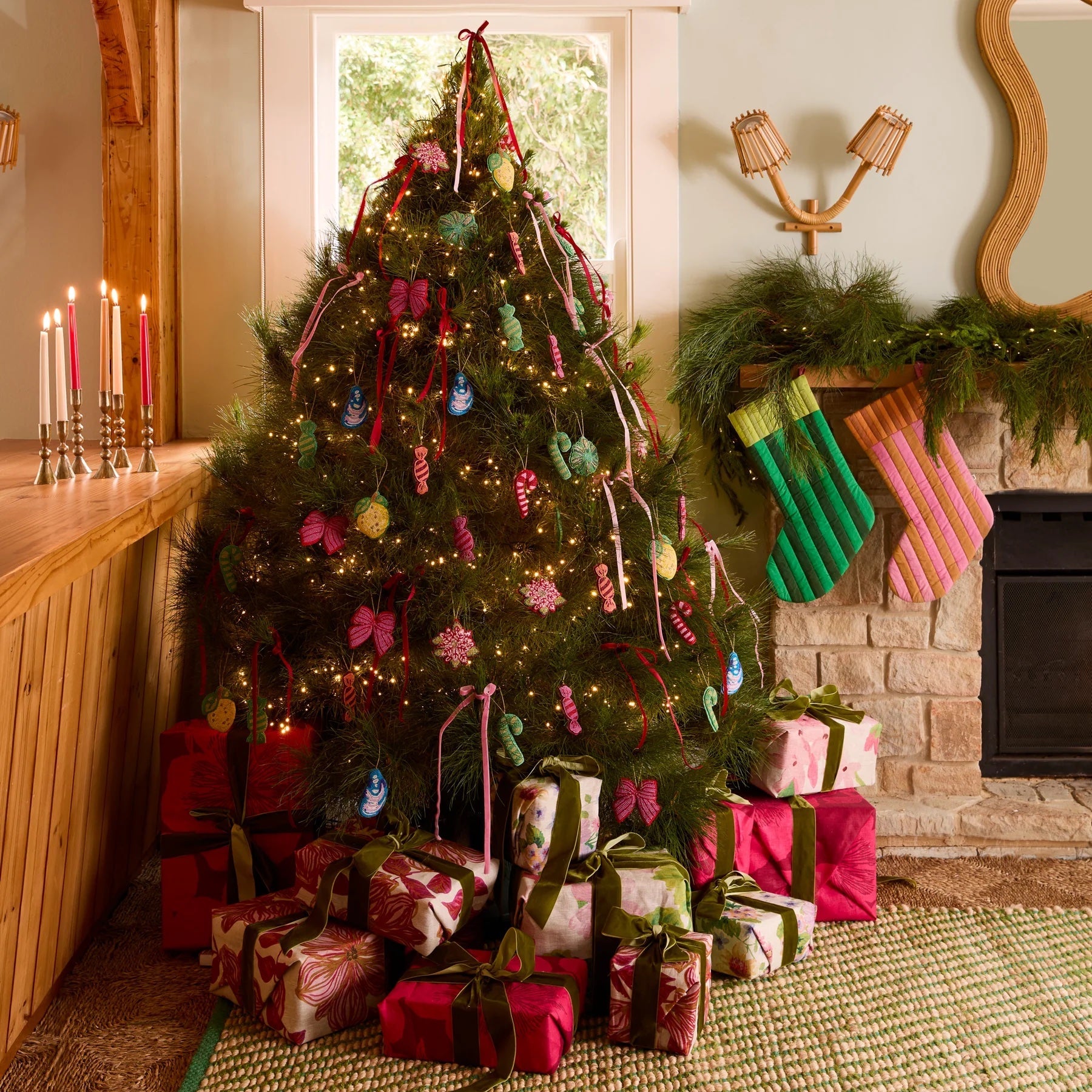 Beaded Bon Bon Christmas Decoration / Rust